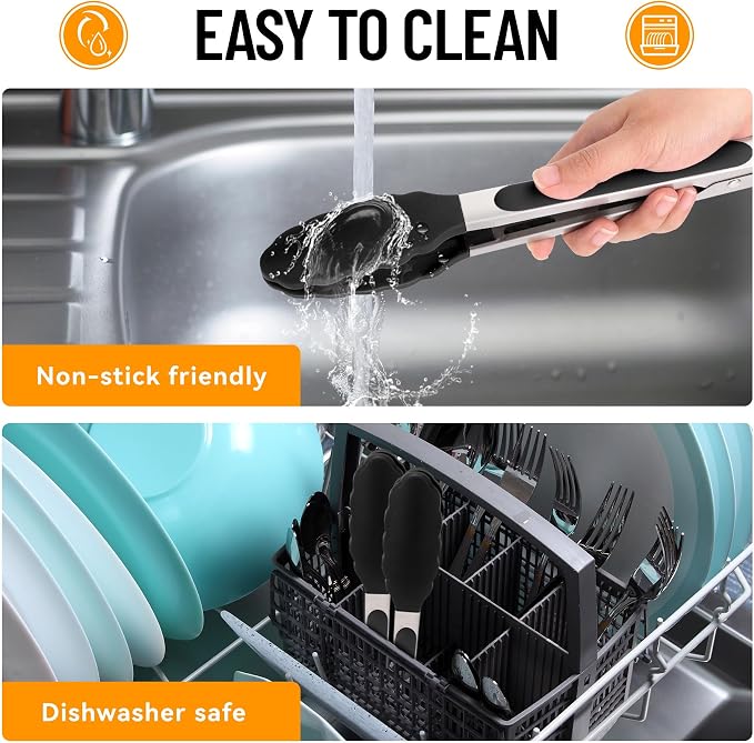 Hotec Silicone Kitchen Tongs for Cooking 9-Inch Serving Tongs - Image 8