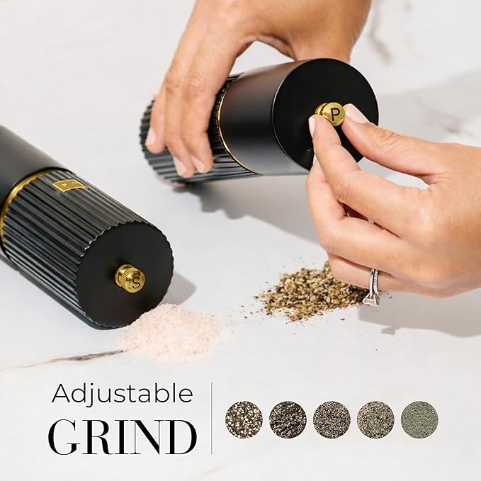 Wooden Salt and Pepper Grinder Set – Refillable Manual Salt and Pepper Mills - Image 2