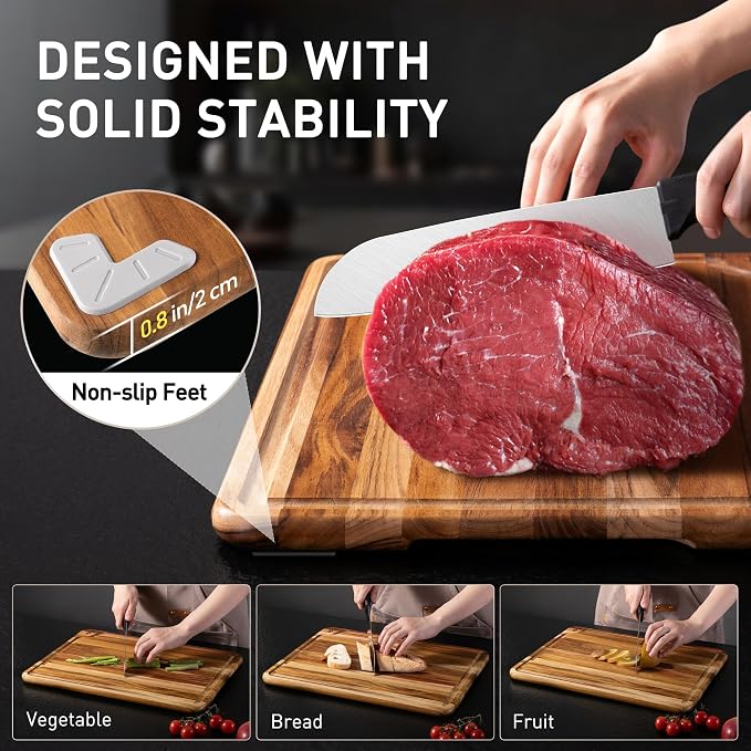 4 Pack Teak Wood Cutting Board Set - Image 6