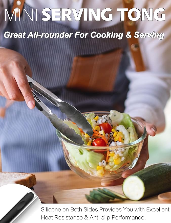 Anaeat 7" Mini Cooking Tong Stainless Steel - Image 2