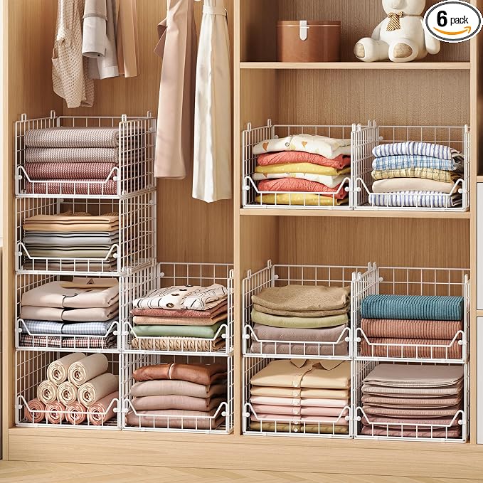 Jakyitvi 6-Tier Closet Shelf Organizer, Metal Stackable Closet Organizers and by Jakyitvi
