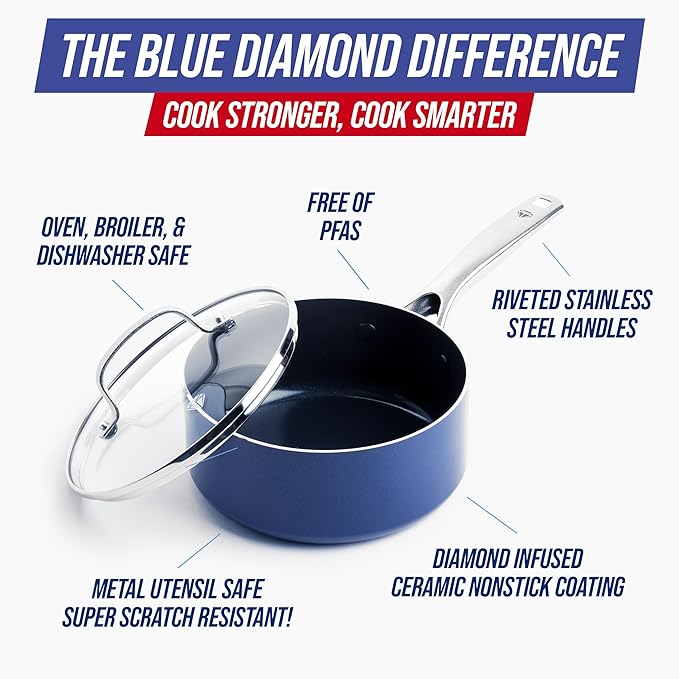 Blue Diamond Nonstick 2QT Saucepan - Image 4