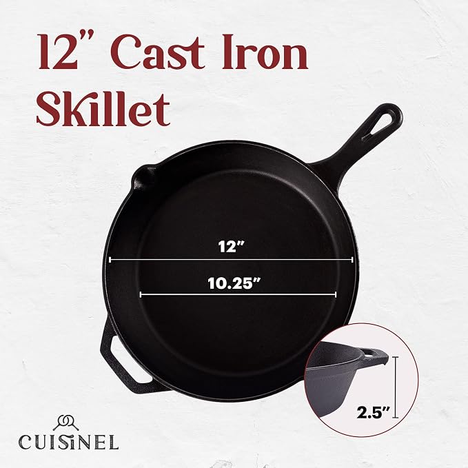 Cuisinel 12‑Inch Cast Iron Skillet – Pre‑Seasoned Frying Pan - Image 3