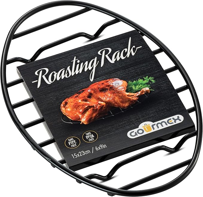 Black, Oval Oven Roasting Rack by GOURMEX