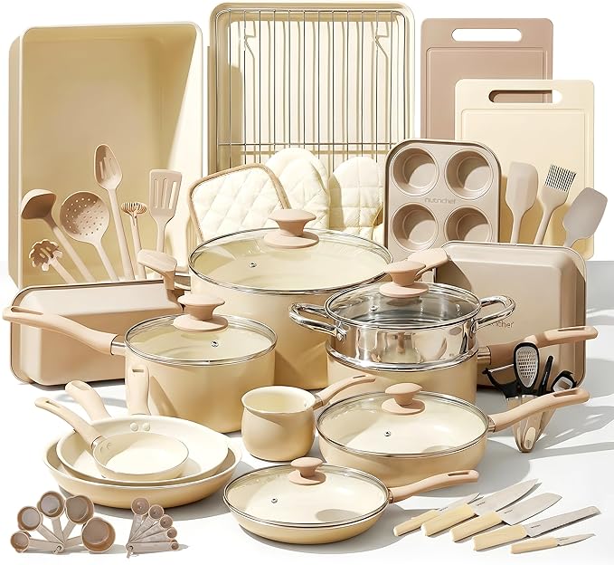 Nutrichef 54-Piece Marble Non-Stick Cookware and Bakeware Set, Professional by NutriChef%E2%84%A2Kitchen