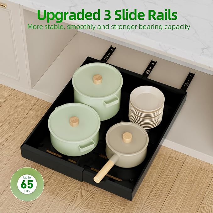 PAKETA 4 Pack Expandable Pull Out Cabinet Organizer, Upgrade 3 Slide Rails - Image 7