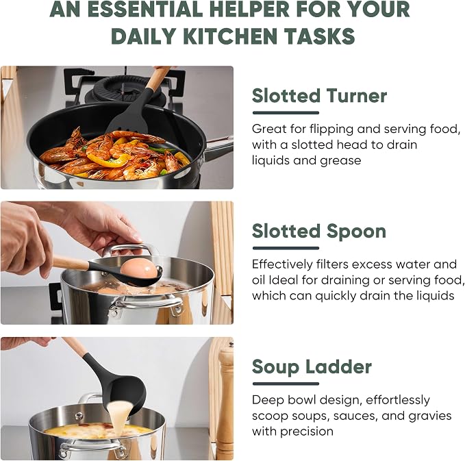 Herogo 5-Piece Cooking Utensils Set, Silicone Kitchen Utensils Set - Image 4