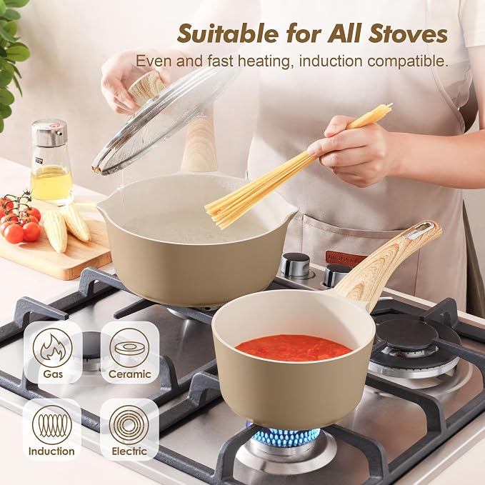 SENSARTE 2.0 & 3.0 Quart Ceramic Sauce Pan Sets - Image 4
