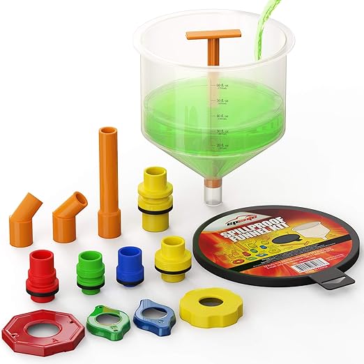 EPAuto Spill Proof Radiator Coolant Filling Funnel Kit by EPAuto
