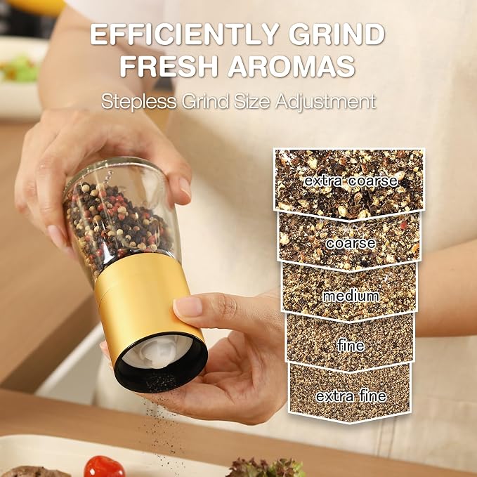 Vucchini Gold Salt and Pepper Grinder Mill - Image 3