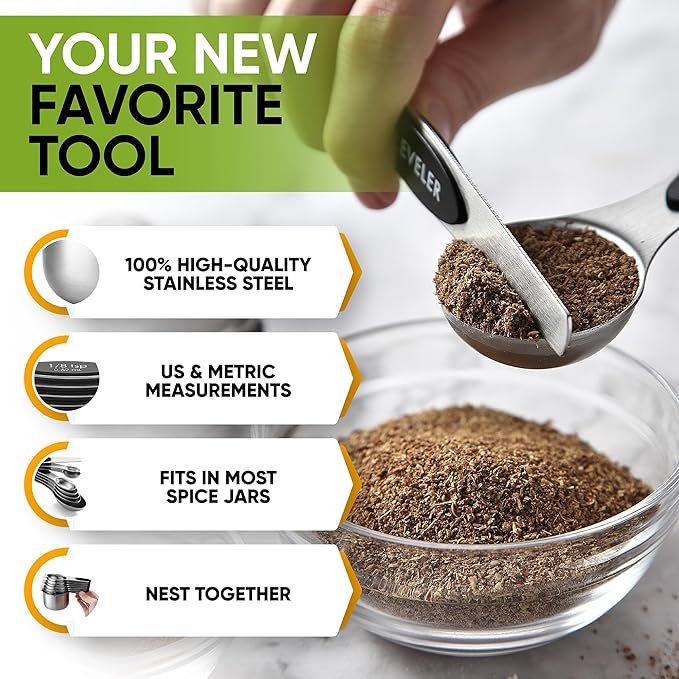 Spring Chef Magnetic Measuring Cups & Spoons Set, Strong N45 Magnets, Heavy - Image 5