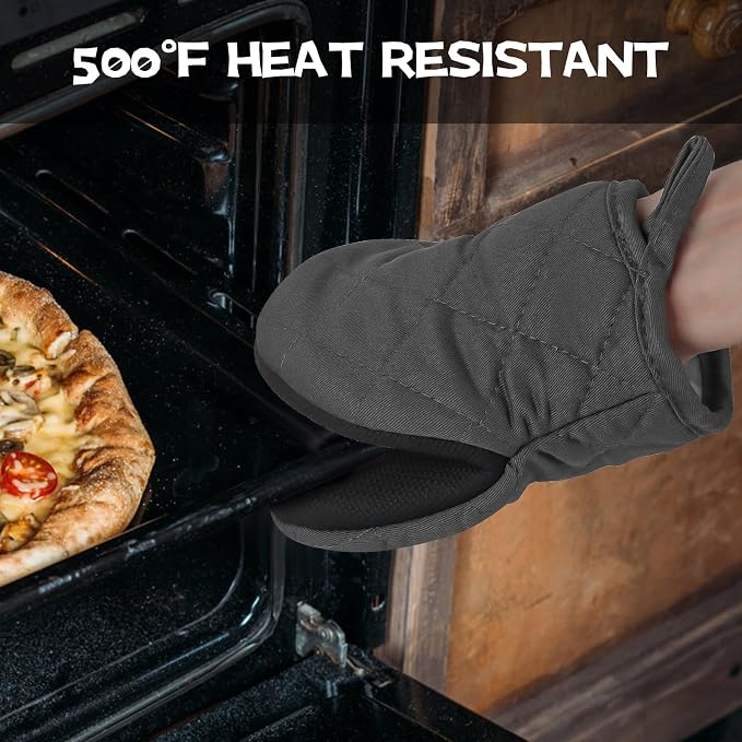 Oven Mitts and Pot Holders Set, Heat Resistant Silicone Kitchen Mini Oven - Image 5