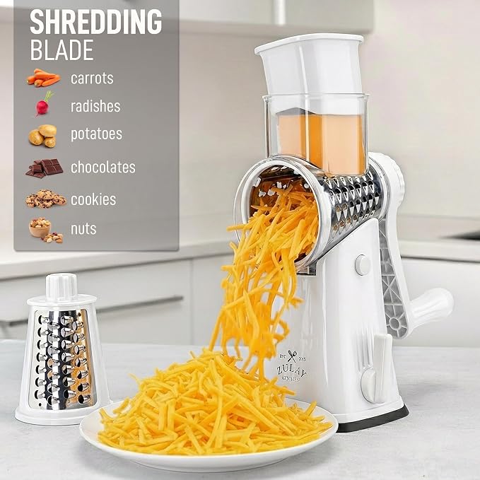 Zulay Kitchen Rotary Cheese Grater 5 Blade Cheese Shredder - Image 3