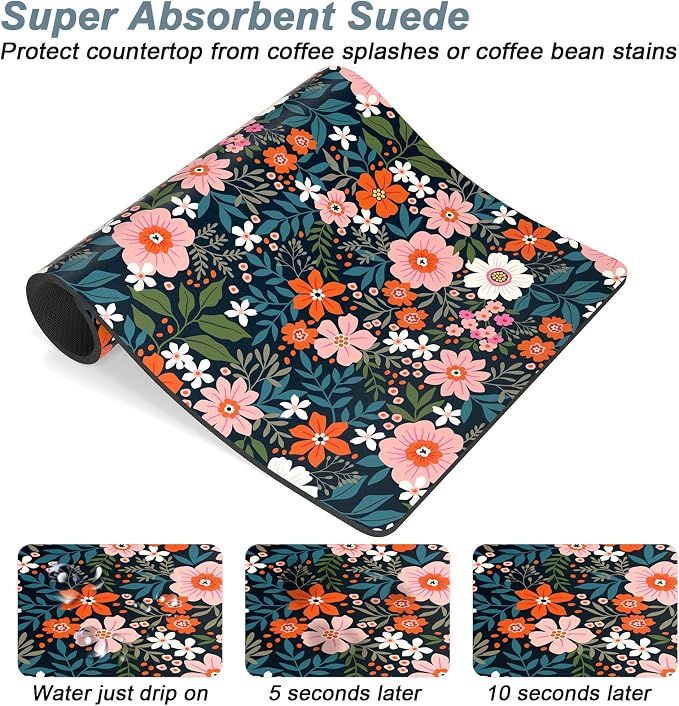 Rnivvi Coffee Mat, Hide Stain Rubber Backed Absorbent Dish Drying Pad - Image 3