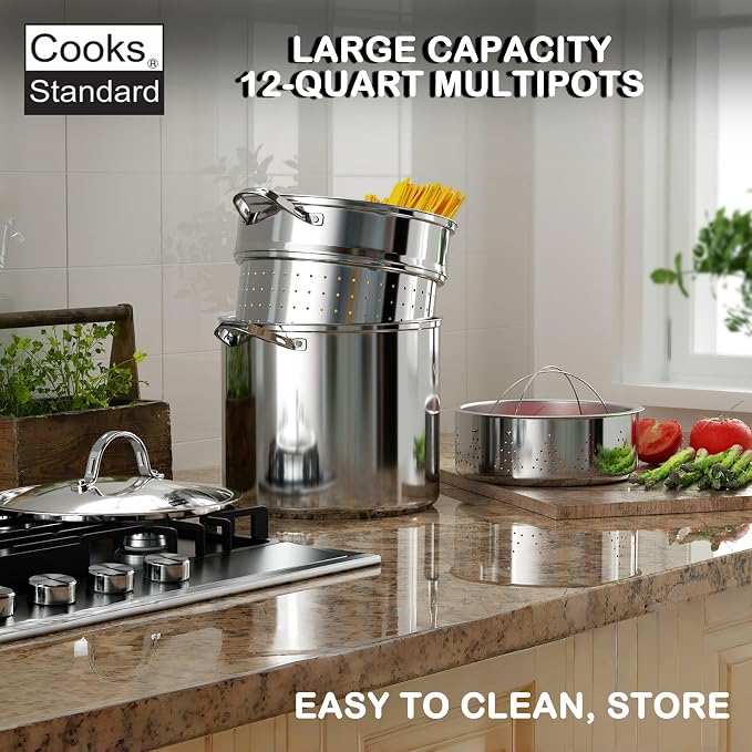 Cooks Standard Pasta Pot 18/10 Stainless Steel 12 Quart, Spaghetti Cooker - Image 7