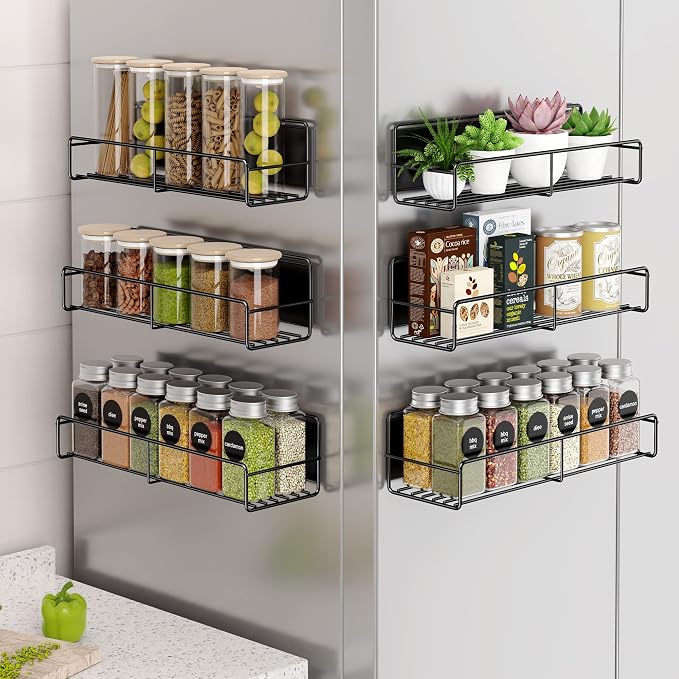 Mystozer 6 Pack Magnetic Spice Rack Organizer, Space Saver by Mystozer