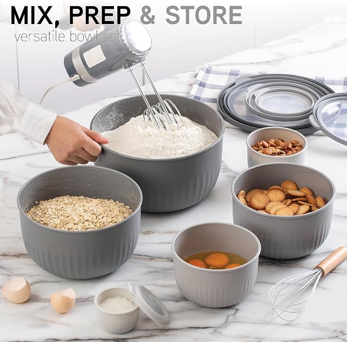 COOK WITH COLOR Prep Bowls with Lids- Wide and Deep Nesting Plastic Small - Image 5