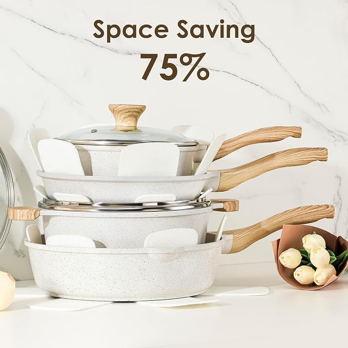 SENSARTE Nonstick Ceramic Cookware Set, PFAS & PFOA Free, Non Stick Healthy - Image 7
