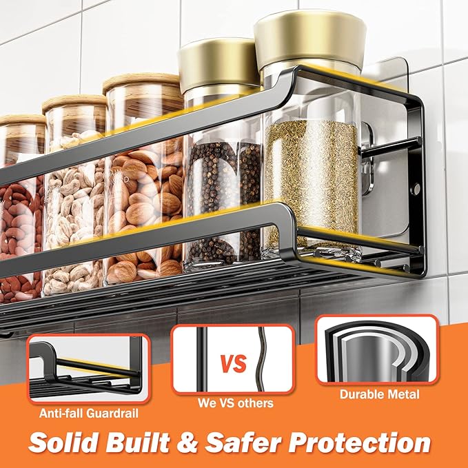 Bunoxea Spice Rack wall mounted 2 Pack, Space-Saving Spice Organizer - Image 4