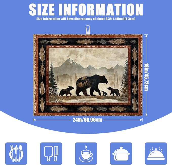 Rustic Bear Dish Drying Mat for Kitchen Counter Wild Animals Drying Pad - Image 2