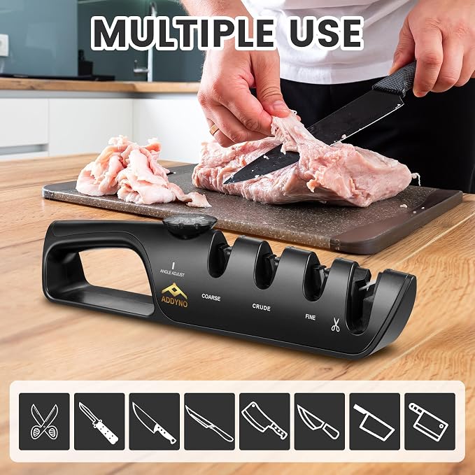 4-in-1 Knife Sharpener with Angle Guide, Adjustable Edge, 3-Stage - Image 5
