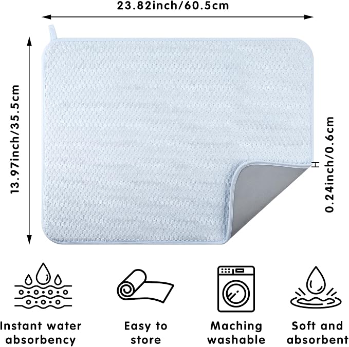 2-pack 24"x17" XL size microfiber dish drying mats - Image 3