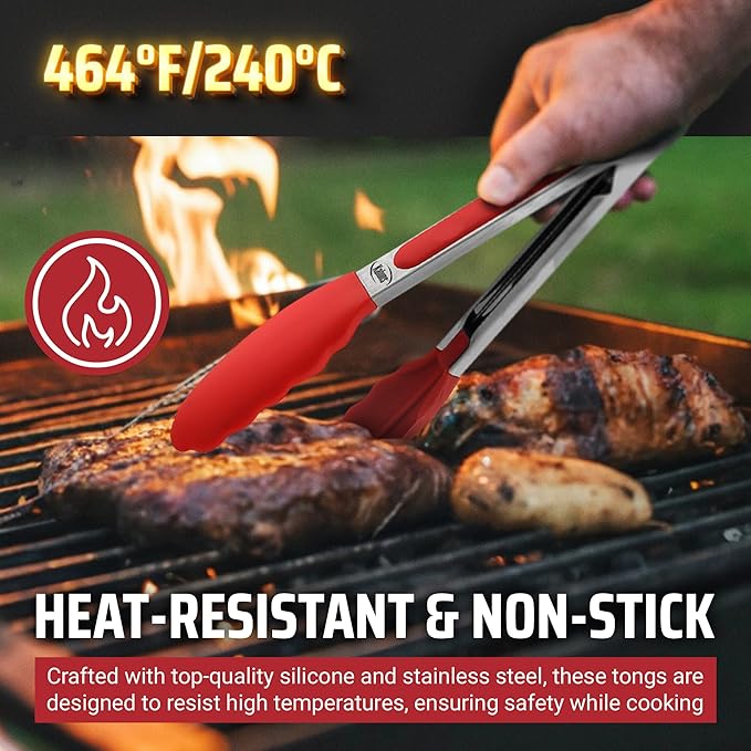 Kaluns Kitchen Tongs for Cooking Grilling Set of 4, BBQ Grill Tongs - Image 4