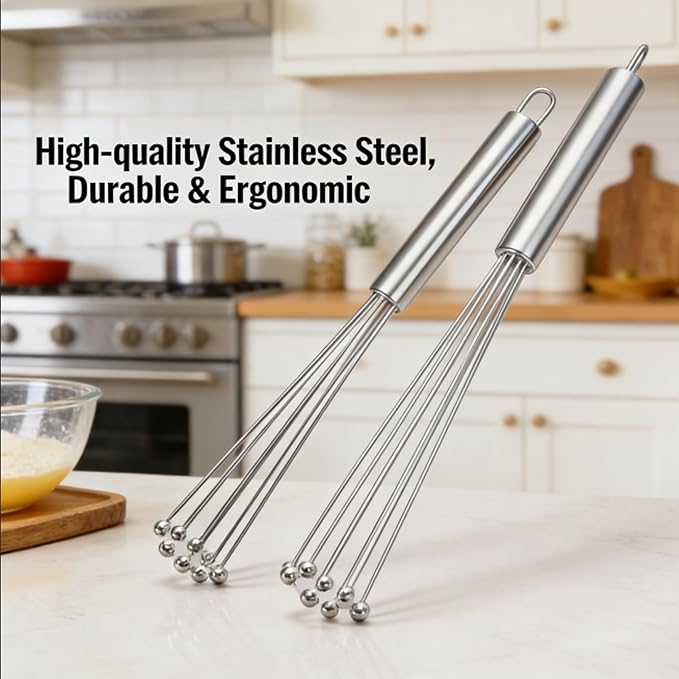 Whisk Set, Stainless Steel Ball Whisk Kitchen Tools Ideal - Image 6