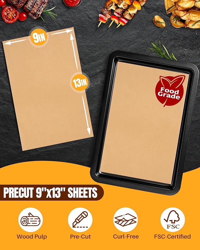 Parchment Paper Sheets 12x16 Inch |200-Pack Unbleached Natural Brown Baking - Image 3