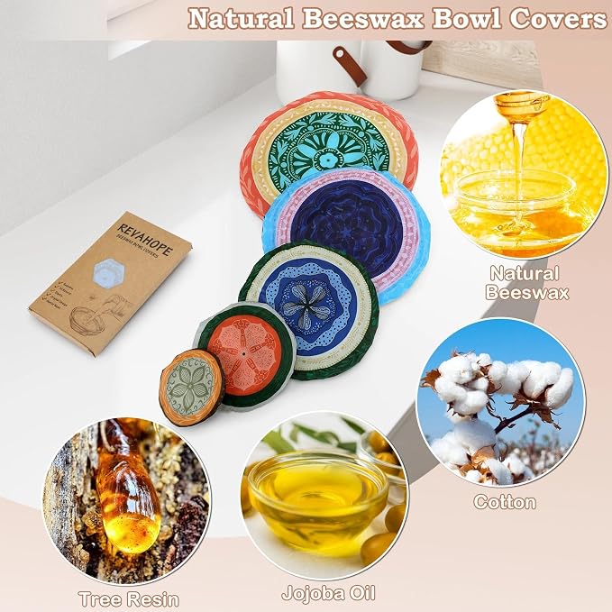 5-Size Reusable Beeswax Bowl Covers - Image 3
