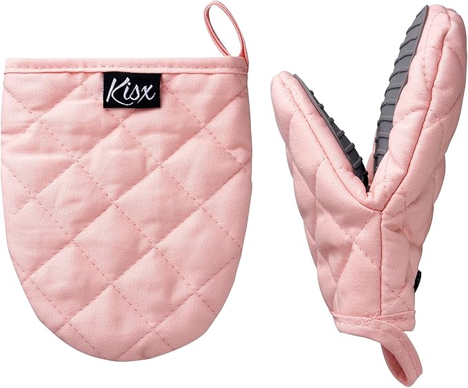 Pink Silicone Oven Mitts & Pot Holders Set by KisxLiving