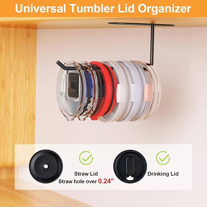 2 Pack Tumbler Lid Organizer, Space Saving Cup Lid Organizer - Image 3