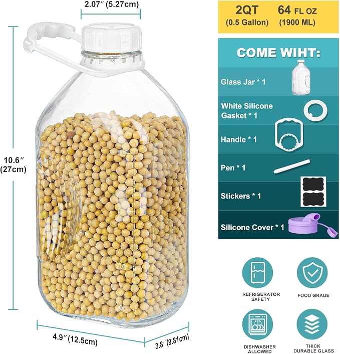 Ritayedet 64 Oz Heavy Duty Glass Milk Bottle - Image 3