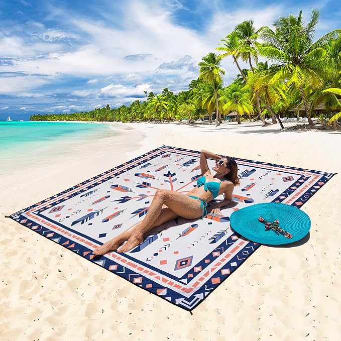 HIHOHO Beach Blanket Waterproof Sandproof Extra Large Beach Mat 79" X - Image 5