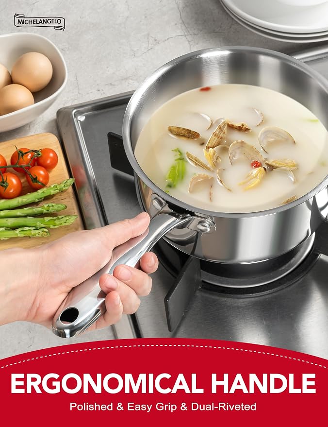 MICHELANGELO Stainless Steel Sauce Pan Set - Image 5