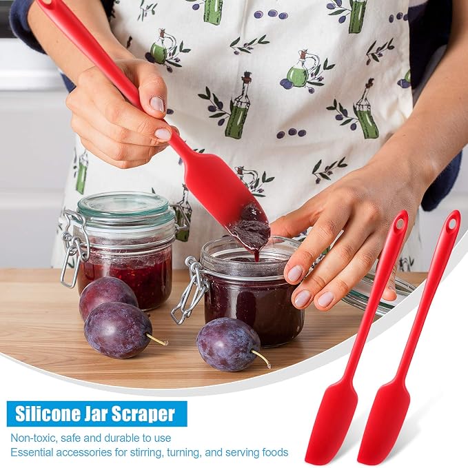 Patelai 2 Pieces Silicone Jar Spatula Long Handle Non-stick Rubber Scraper Heat - Image 6