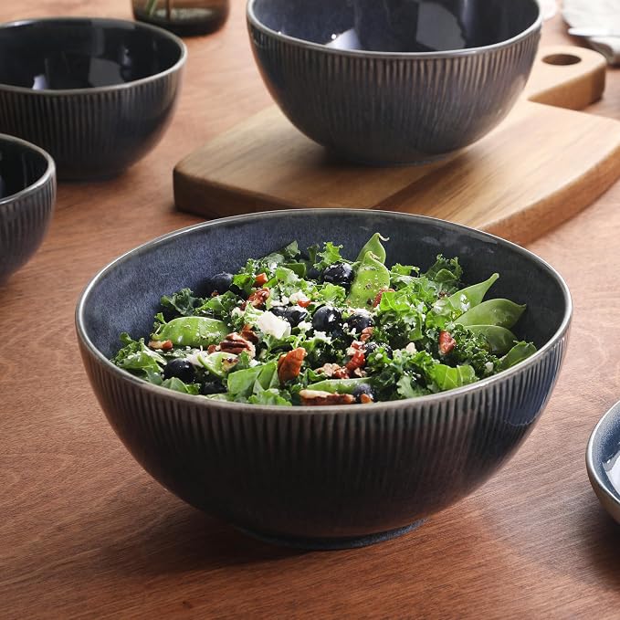 Gibson Elite Sandy Pines 4 Piece Nesting Bowl Set, 7” & 9” Round Stoneware Bowls - Image 2