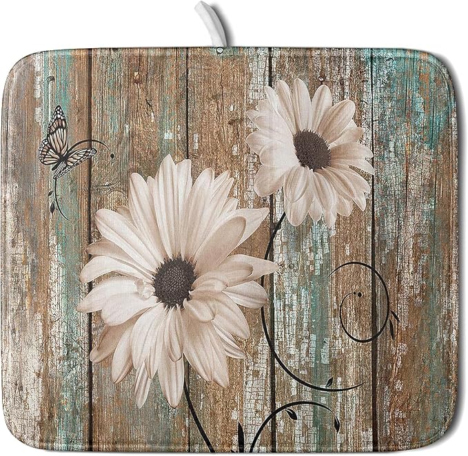 Giwawa Rustic Daisy Board Dish Drying Mat by Giwawa