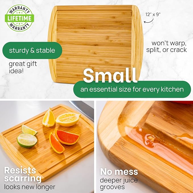 GREENER CHEF 12 Inch Small Bamboo Cutting Board - Image 3