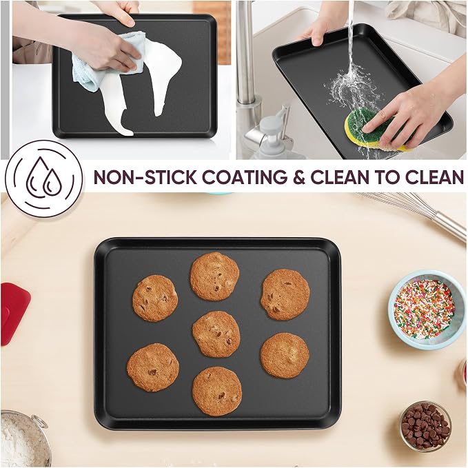 E-far Baking Sheet Set of 2, 12.5" x 9.5" x 1" Cookie Sheet Pan - Image 5