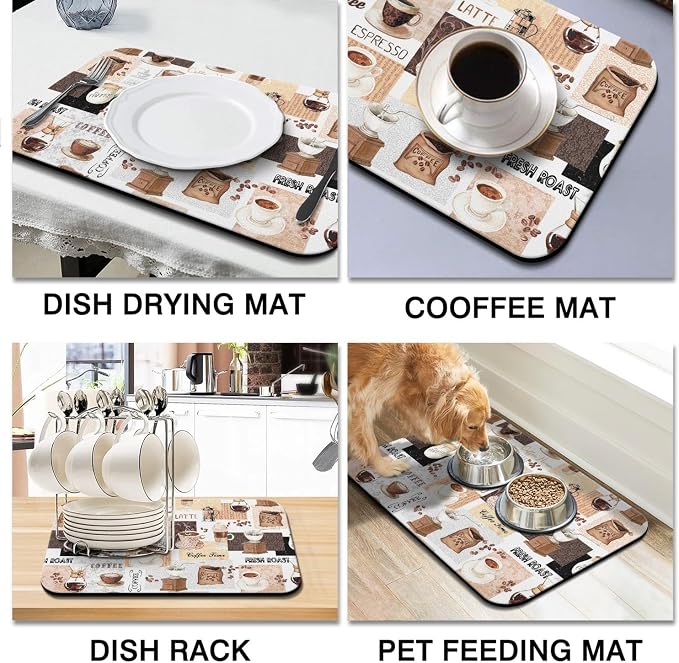 Coffee Mat 19inx12in, Absorbent Hide Stain Anti-Slip Coffee Bar Accessories - Image 4