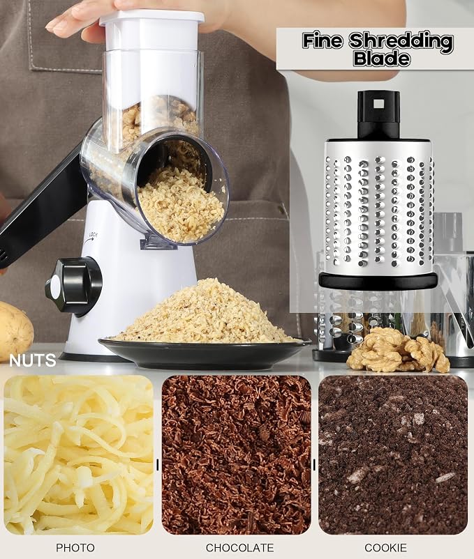 Ourokhome Rotary Cheese Grater Hand Crank, Kitchen Shredder Speed Mandolin - Image 4