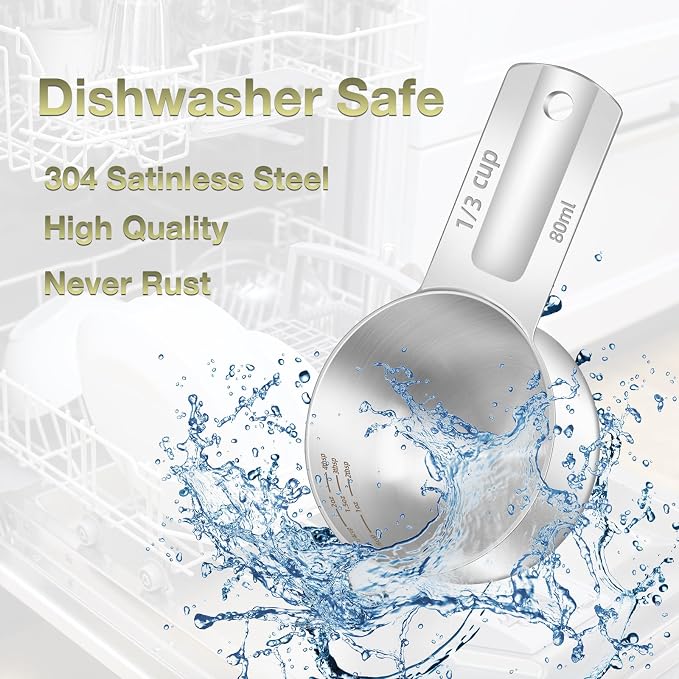 1PCS 1/3Cup Single Measuring Cup, Etched Inner Scale Stainless Steel Measure - Image 6
