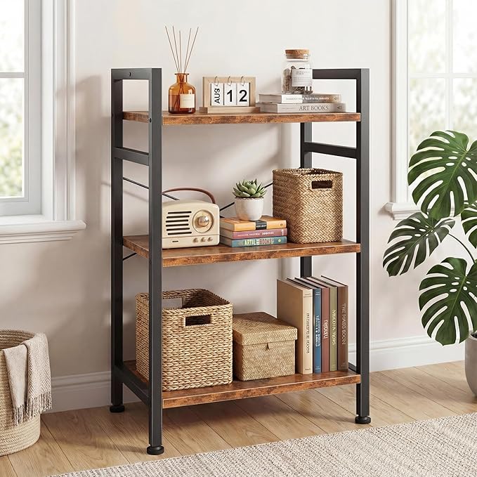 DUMOS 3 Tiers Bookshelf, Classical Book Shelf, Tall Display Shelves in Living - Image 7