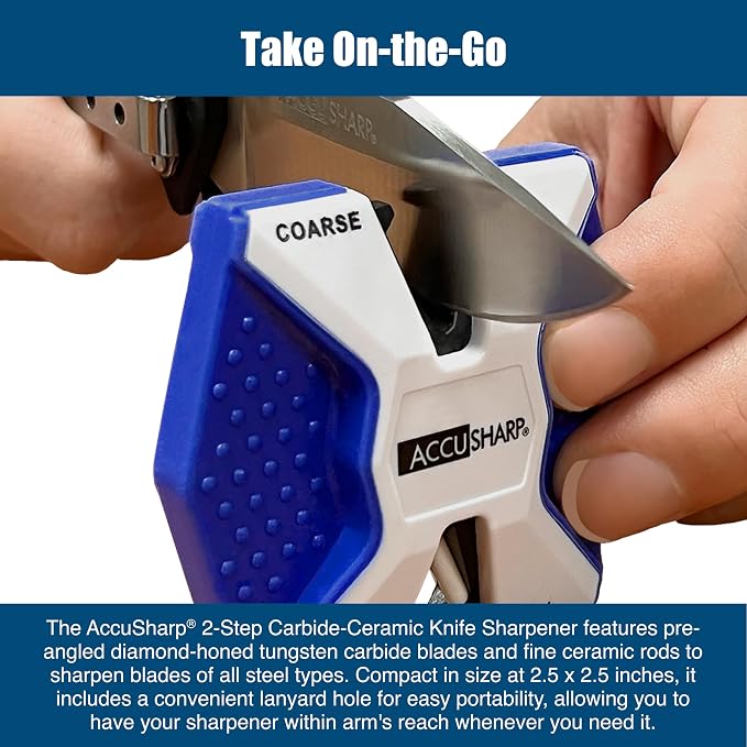 AccuSharp Pull Through Knife Sharpener Keychain, 2-Stage Sharpener - Image 3
