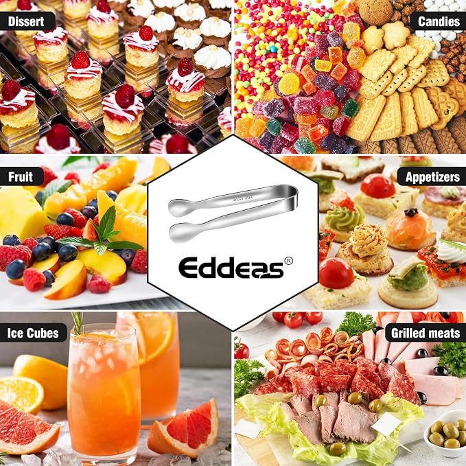 Eddeas Mini Tongs For Serving Food，Set fo 12 Small Tongs For Appetizers，Small - Image 7