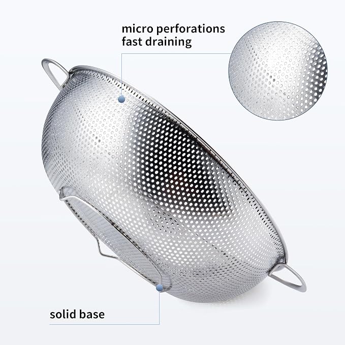 Gulex Colander Stainless Steel 3-Quart, Metal Strainer - Image 3
