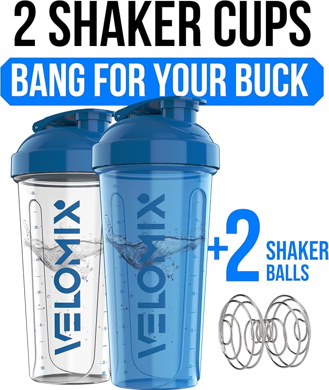 VELOMIX -2 Pack- 28 oz Protein Shaker Bottles - Image 2