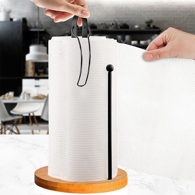 Wood Paper Towel Holder Countertop, TONLEA Kitchen Paper Towel Holder - Image 7