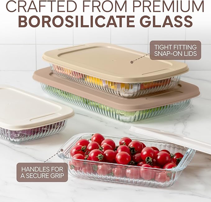 COOK WITH COLOR 8-Piece Deep Glass Baking Dish Set with Plastic Lids – - Image 5